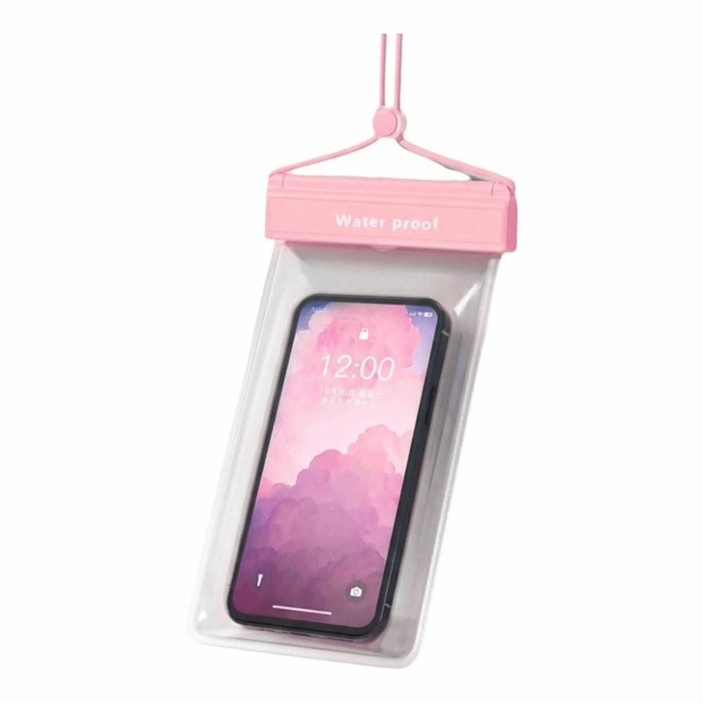

Touch Screen Waterproof Phone Bag Hanging Rope Solid Color Hanging Neck Phone Bag with Lanyard Diving Skiing Swimming рожевий