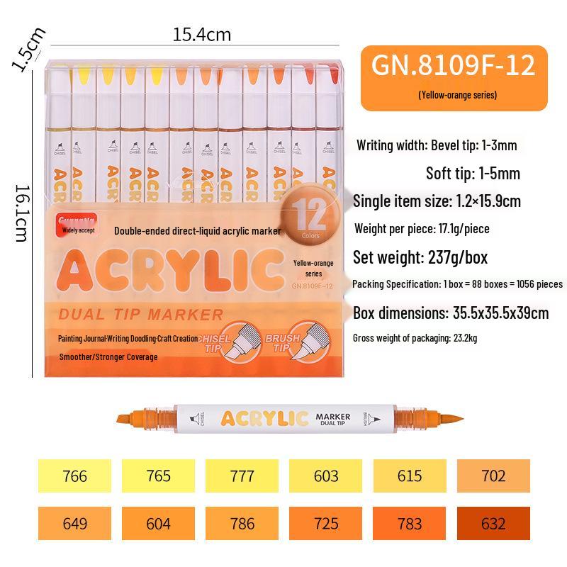 Guangna 8109 Stackable Double-ended Acrylic Marker Pens for DIY Doodling, Journaling, and Art