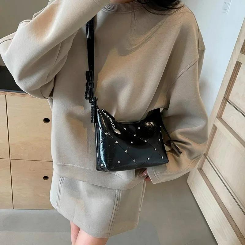 Mode Niet Nähgarn PU Damen Umhängetasche Mode Schultertasche Vielseitige Pendler Damen Tasche Handtasche