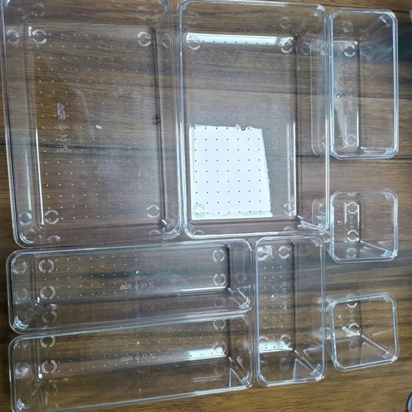 Acrylic Shelf Set with Cosmetic Organizer and Dorm Drawer Divider