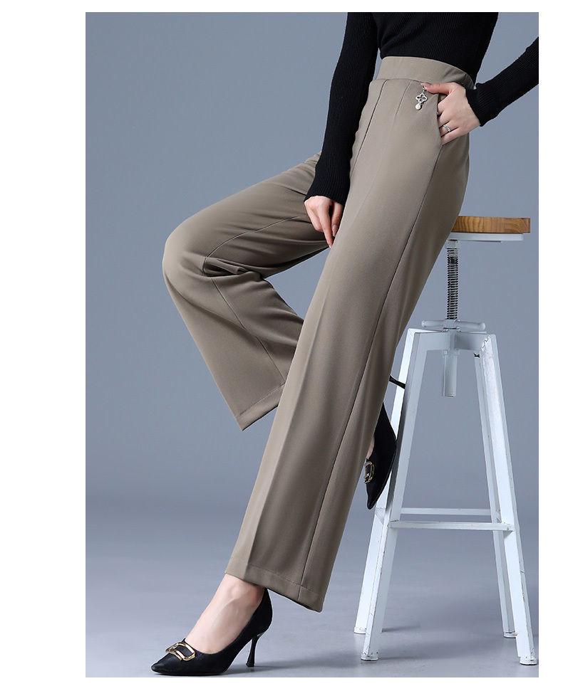 Elastic High-Waist Wide-Leg Pants for Middle-Aged and Elderly Women - Spring & Autumn Casual Plus Size