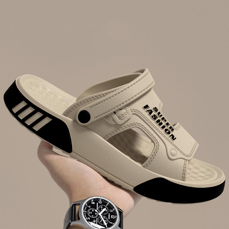 Pantoufles d'été pour hommes EVA Semelle souple Plateforme Sandales à glissière Chaussures de marche Intérieur Extérieur Plage Tongs Chaussures d'intérieur pour hommes