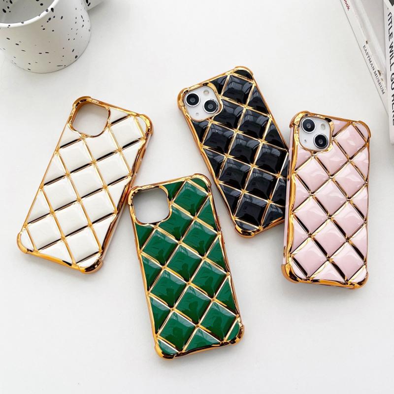 For iPhone 15 Case Electroplating Diamond Pattern Soft TPU Protective Phone Cover