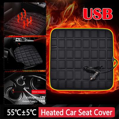 Electric Heating Protector Pad 5V USB Heated Car Seat Cover Protector 12V Front Rear Seat Pad Chair Cushion