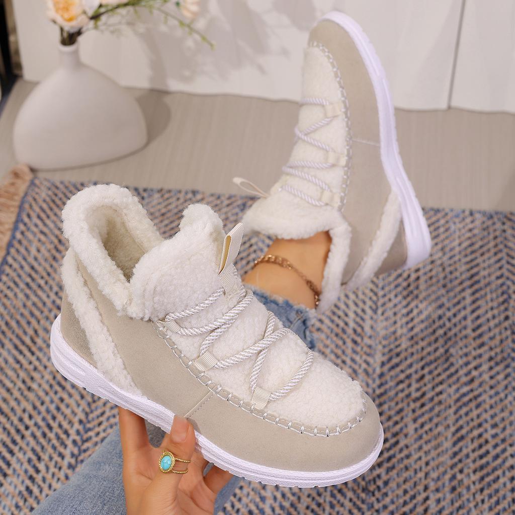 Damen Winter Schneestiefel mit dicker Sohle, Damen Plüsch Plüsch Übergröße Baumwollschuhe, Lässige und bequeme High-Top Schuhe