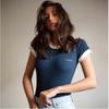 Fashion Casual Short Sleeve Women Skinny Bodysuit New O Neck Street Wear Simple Slim T-shirt 2024 Women's Summer Playsuit Simple Clothes 2464