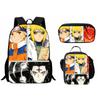 Bedrucktes Dreiteiliges Schüler-Schulranzen-Set, Cartoon-Rucksack, Brottasche, Federmäppchen