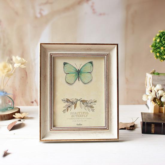 Picture Frame Retro Style Exquisite Pattern Wear Resistant with Hook Simple Installation Farmhouse Rustic Vintage Wall Hanging Photo Frame
