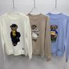 2025 R.L Wool Blend Cartoon Bear Round Neck Sweater - Women's Autumn/Winter Versatile Embroidered Style