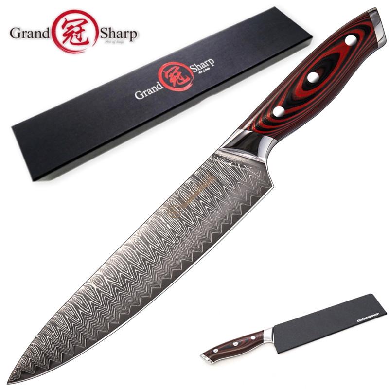 8'' Japanese Kitchen Knives 67 Layers Vg10 Damascus Steel Chef Knife Meat Vegetable Multi Cooking Tools Gift Box GRANDSHARP