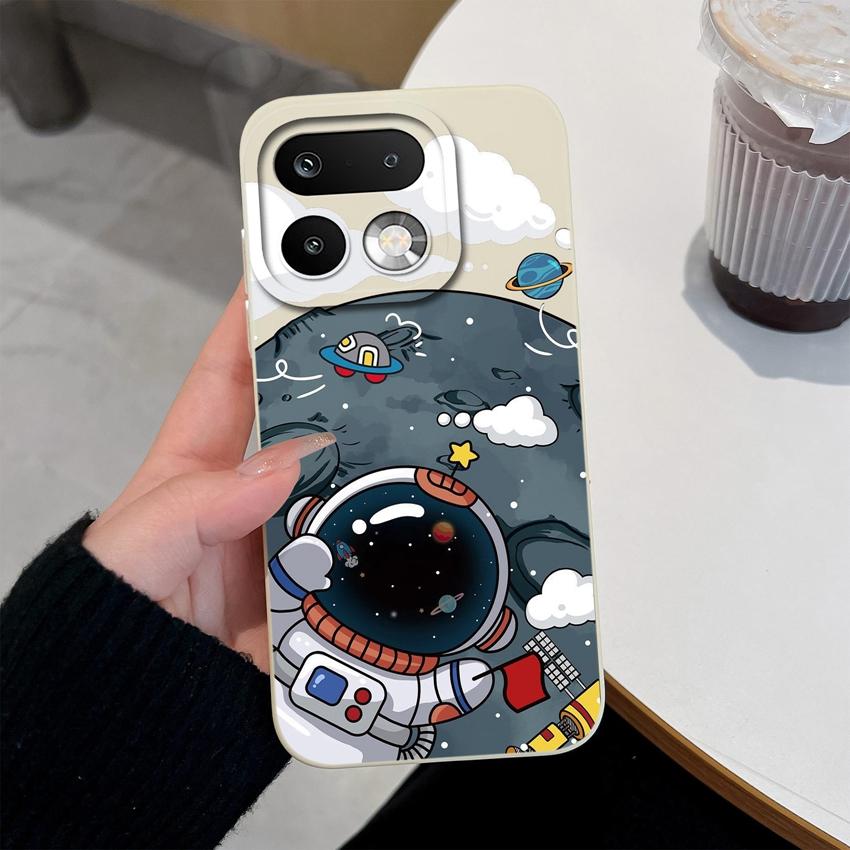 For Oppo Realme 16 15 14 Pro Plus OPPO Reno 15 Pro A6X A83 A79 A78 A96 A95 A94 A93 A92 A91 Phone Case Lovely Astronaut Soft Liquid Silicone Back Cover
