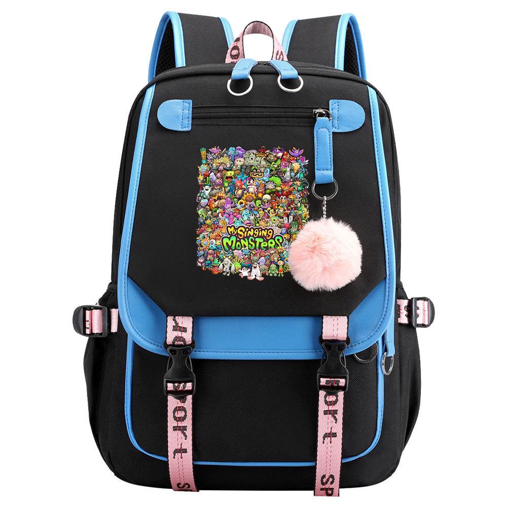 Game Monster Concert Printed USB Teen Student School Bag Men's and Women's Casual Webbing Flip Backpack