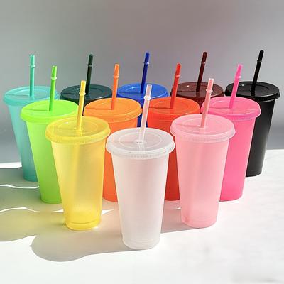 Bicchieri di Plastica con Coperchi e CannucceBicchieri per Succo Latte Tè CaffèBicchiere per BereBicchieri FreddiBicchieri Cambia Colore, Bicchieri Glitter CambiantiBicchieri per Feste