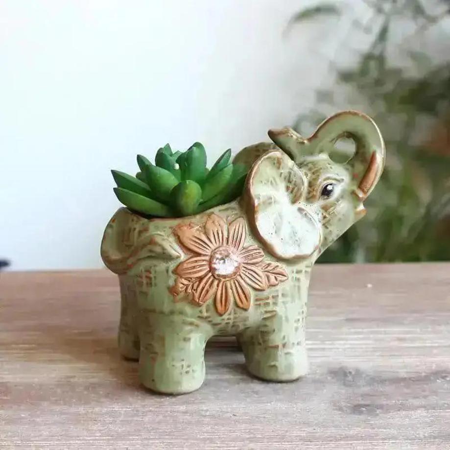 1 Buc. Artizanat Elefant Ceramic Vintage Ghiveci pentru Flori Suculente Ghiveci pentru Plante Verzi Decorare Casă Grădină