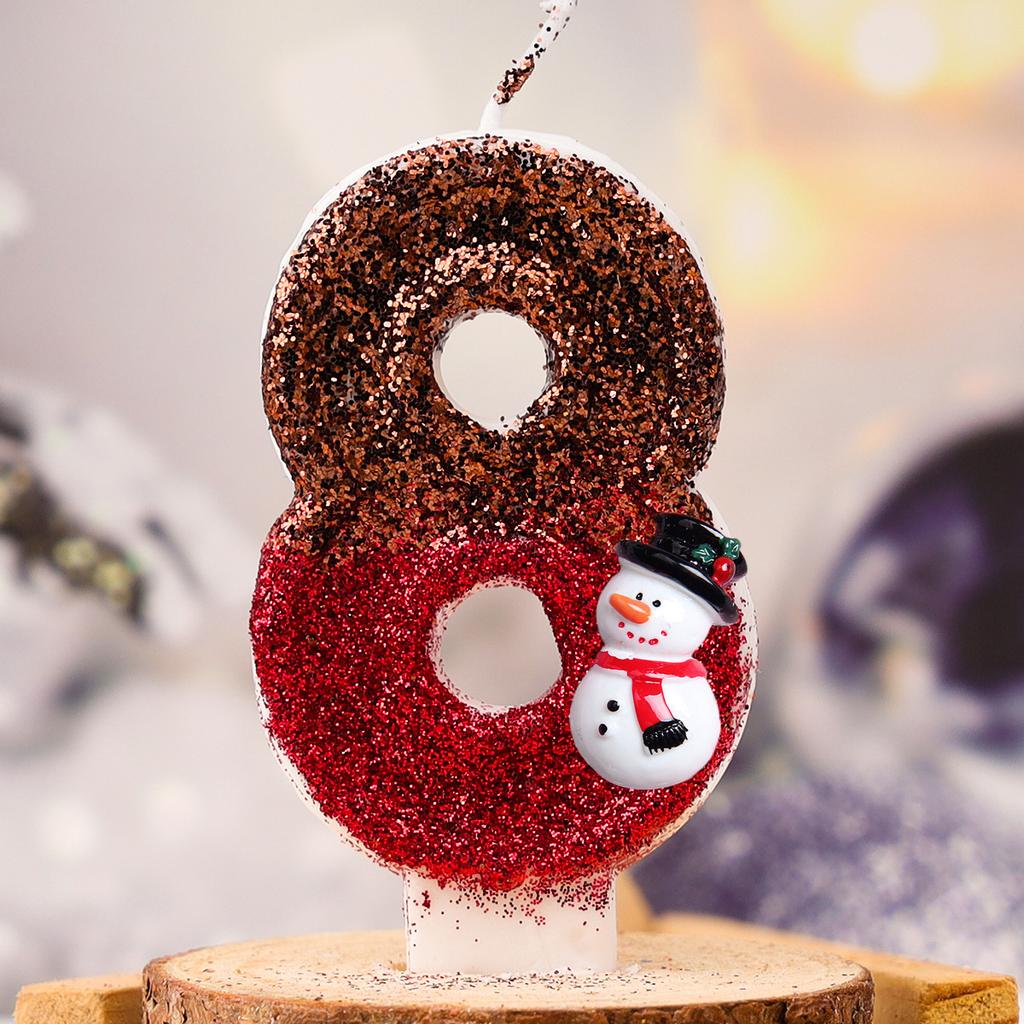 Christmas Cake Decoration Snowman Birthday Number Red Candle Merry Xmas Top for Cake New Year Party Supplies