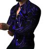 Men Shirt Long Sleeve Turn-down Collar Colorful Print Single-breasted Summer Top Men Clubwear