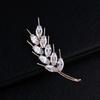 Elegant Gold-Plated Zirconia Wheat Ear Brooch - Unisex High-End Suit Accessory