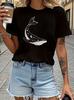 Unisexs Crew Neck Short Sleeve Casual Tee Celestial Whale With Star Constellation Print Daily Summer Top