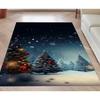 Winter Wonderland Rug, Christmas Tree Design Carpet for Festive Home Decor, Snowy Night Theme Floor Mat