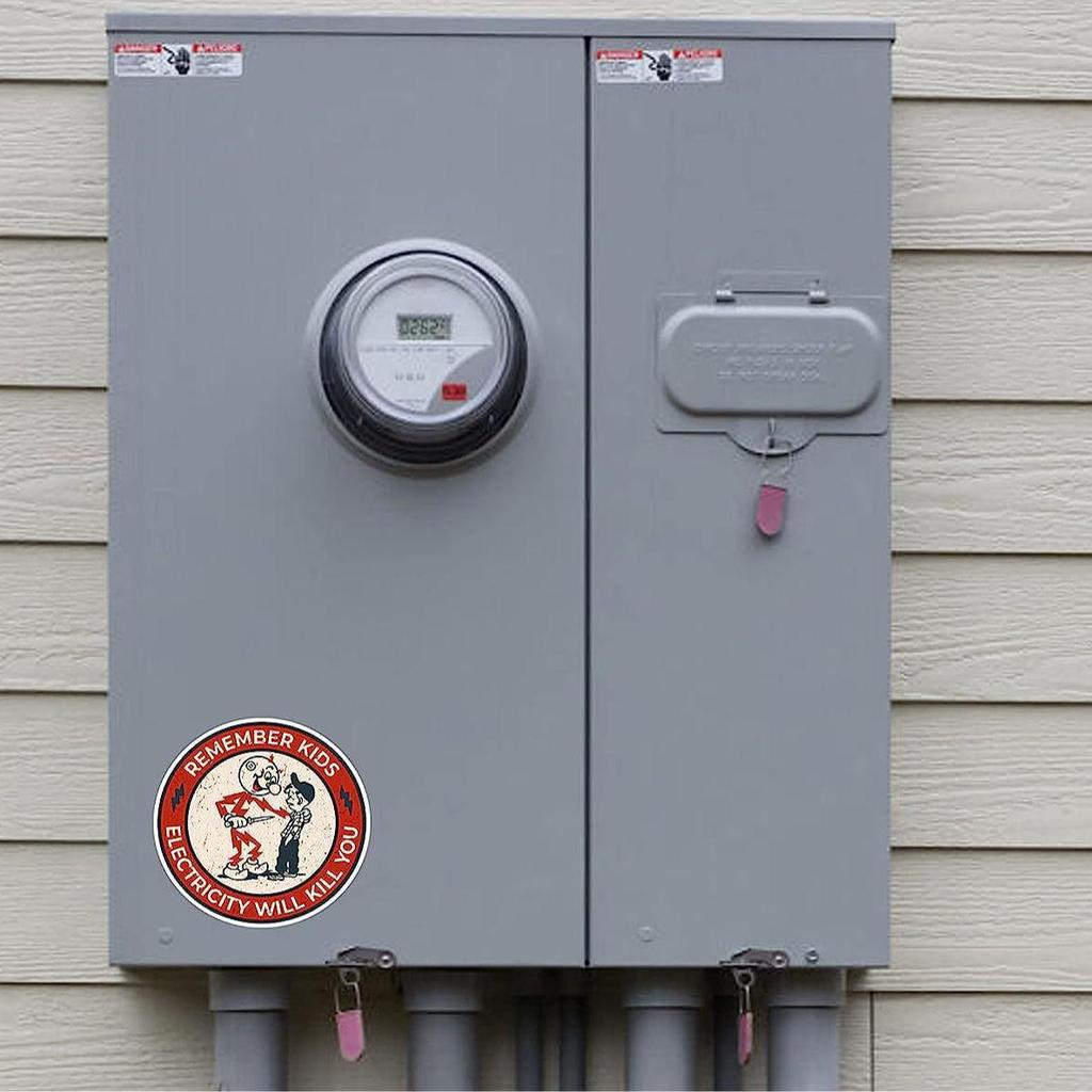 Electric Shock Warning Vinyl Sticker: 'Danger! Keep Children Away from Electricity'