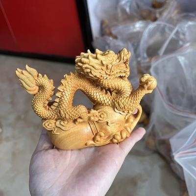 Natürliche Zypresse Maskottchen Drache Kratzball, Dekorative Statue, Chinesisches Maskottchen, Bestie, Wohnraum, Büro, Feng Shui Ornamente
