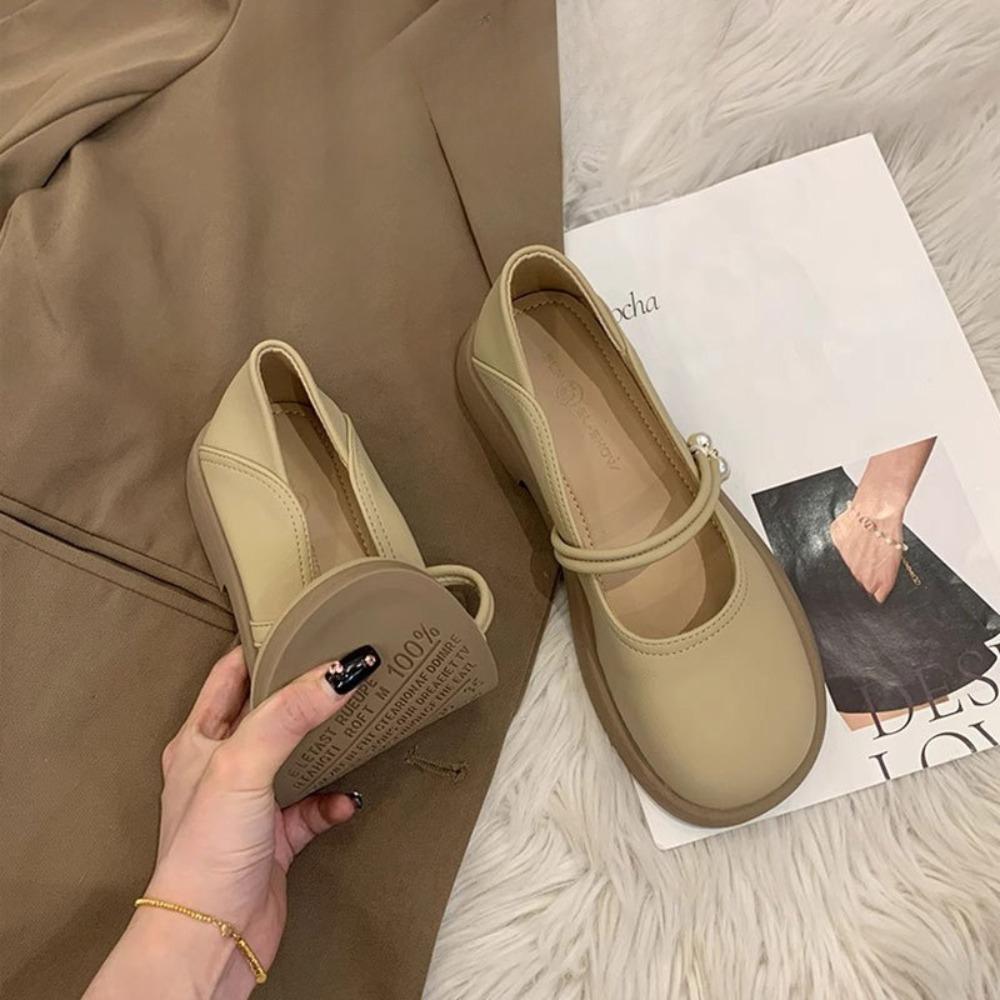 Leather Shoes for Women's 2026 New Spring/summer Flat Bottomed Loafer Leather Shoes Leather Mary Jane Pumps for Women