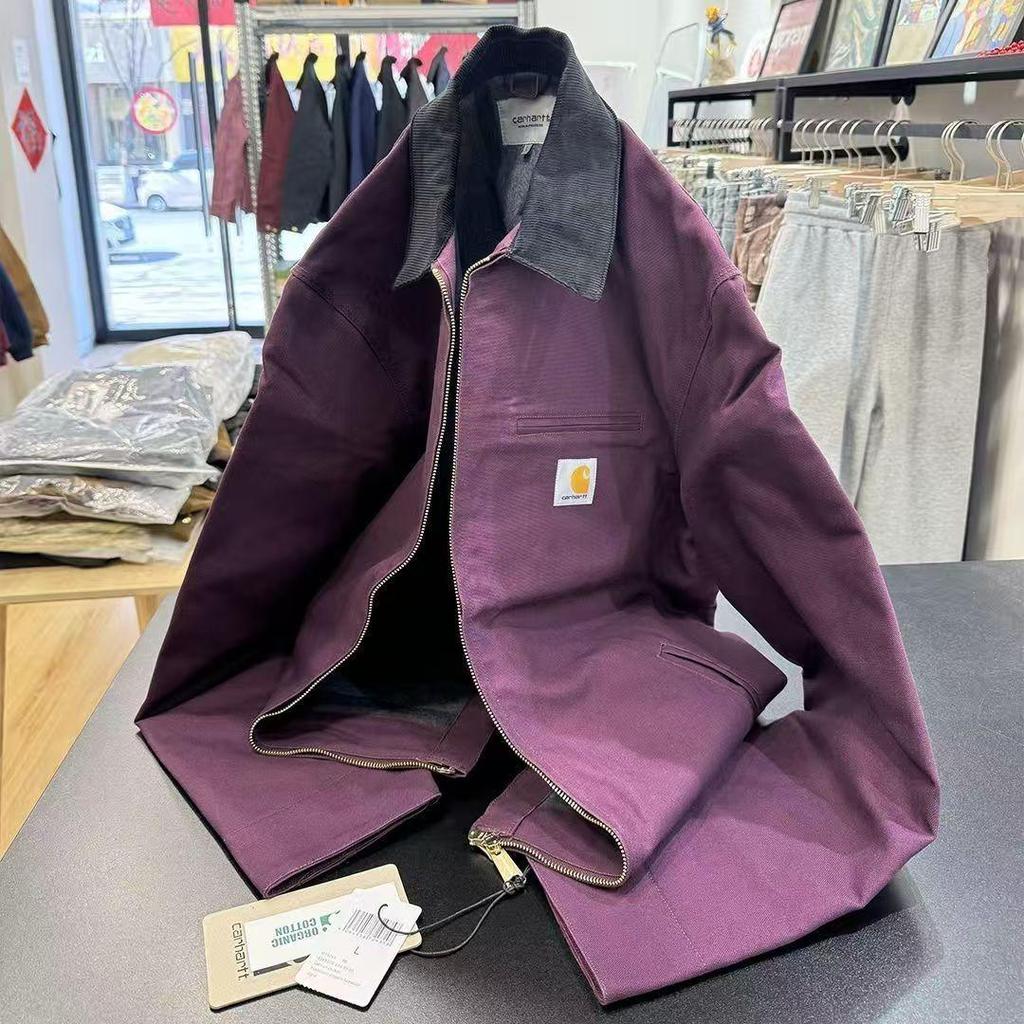Giacca Unisex in Tela Retro con Collo Rialzato - Stile Americano Autunno/Inverno Revers Workwear