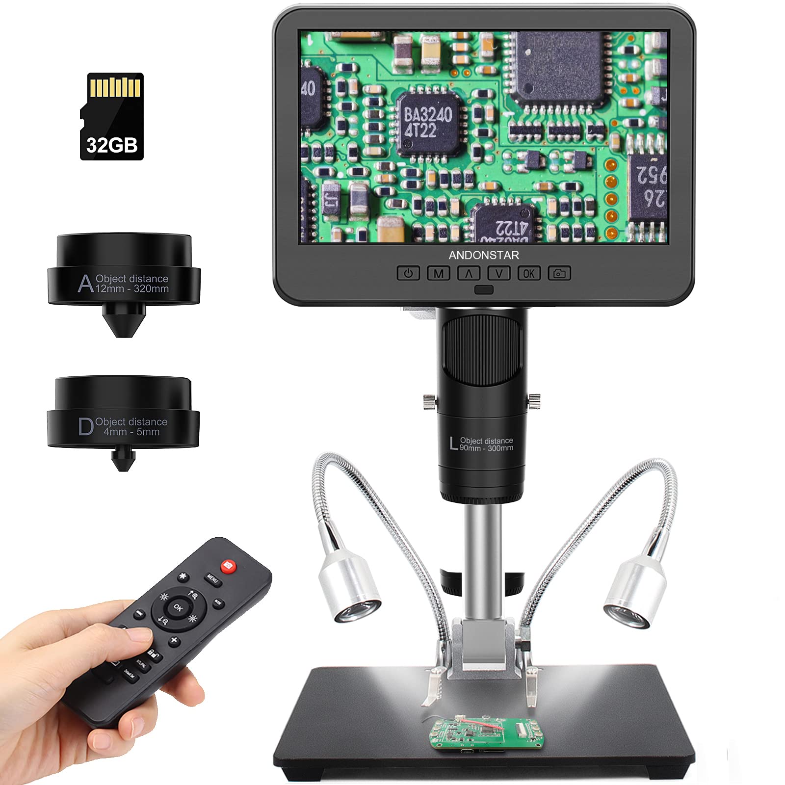 

Andonstar HDMI Digital 2000x 3 2160P UHD Video for Coin and Windows Compatible AD246S-M Microscope, Magnification, Lenses, Recording, 7-inch LCD,