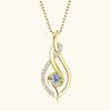 Twisted Teardrop Hollow Partial Paved Stone Center Round Zircon Pendant Women Clavicle Necklace