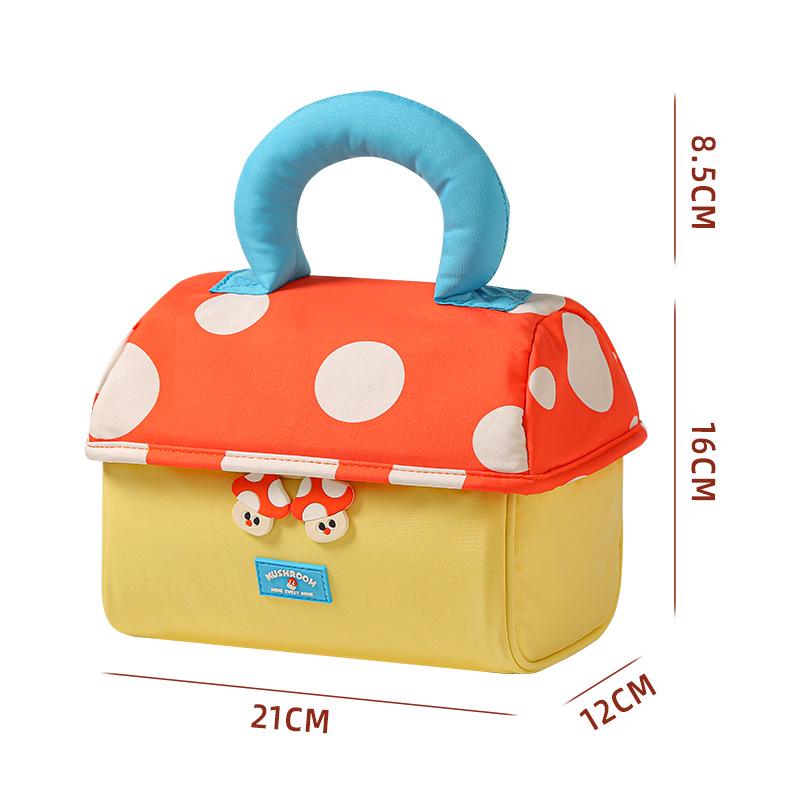 Niedliche Cartoon-Pilz Make-up-Tasche - Damen Große Kapazität Tragbare Oxford-Stoff Handheld Aufbewahrungstasche
