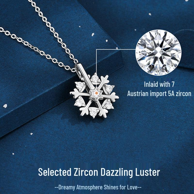 

Sterling Silver Snowflake Necklace for Women - Luxury Christmas Birthday Gift Sterling Silver белого золота