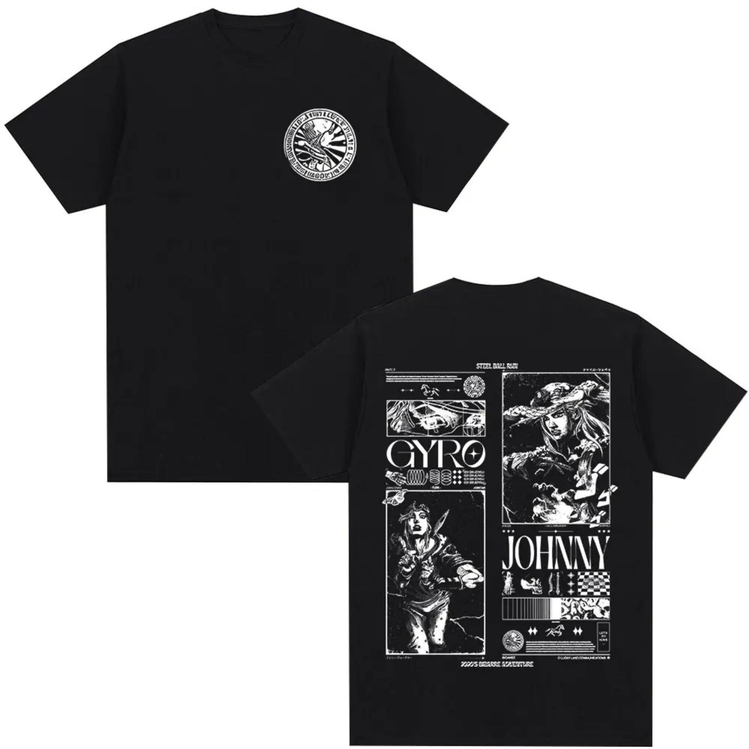 

Anime Jojo Bizarre Adventure T Shirts STEEL BALL RUN Manga Men s Women Casual Cotton Short Sleeves Oversized New Top Streetwear S чёрный