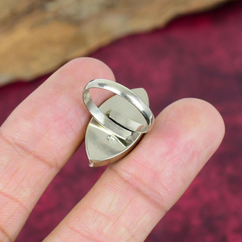 Coral 925 Solid Sterling Silver Nepali Ring, Handmade Gemstone Ring Jewelry, Gifts For Wife Brand New Adjustable Ring