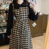 Autumn and Winter New Retro Plaid Fake Two-piece Fashion Versatile Age-reducing Dress Small Long-sleeved Dress