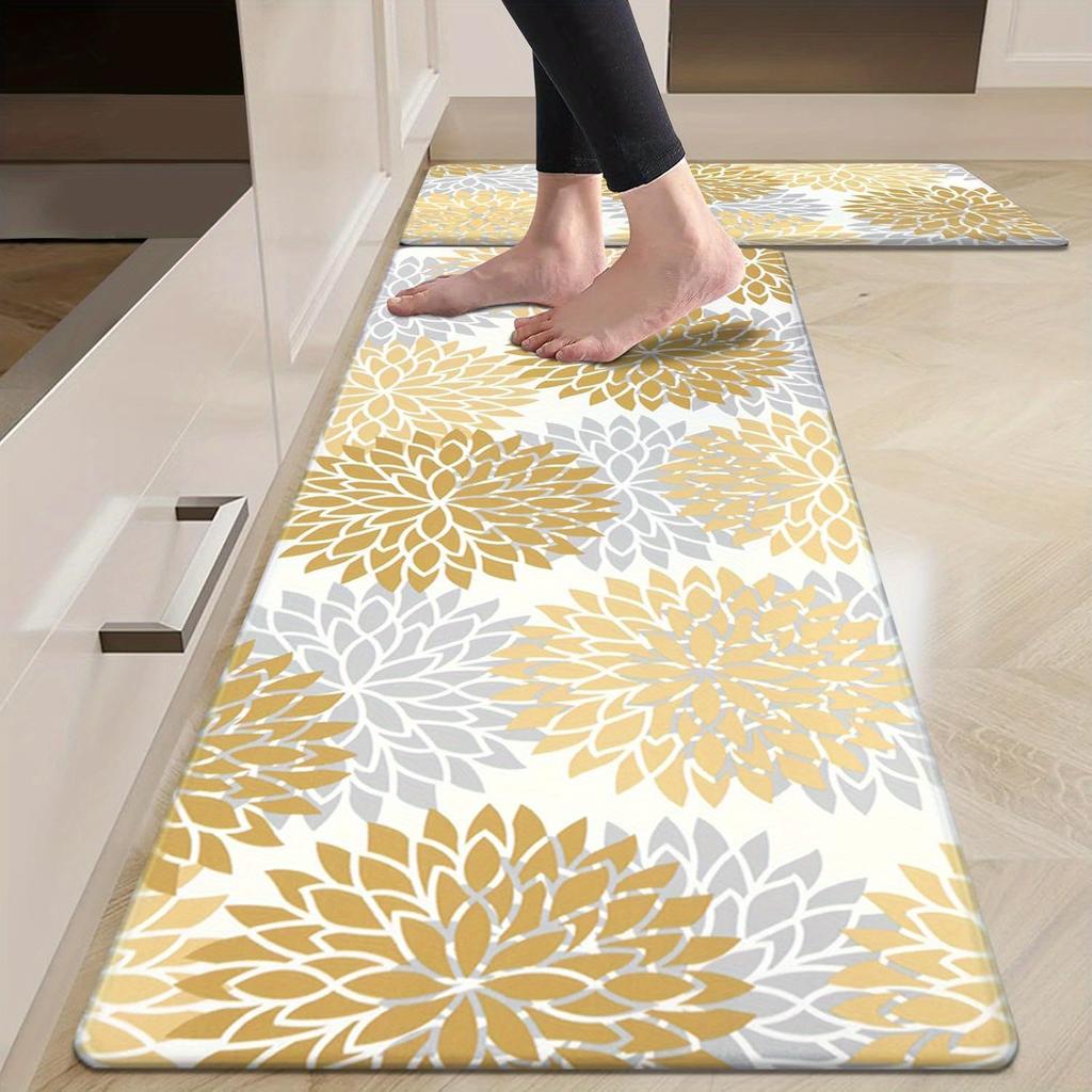 Two-Piece Kitchen Rug Sets Featuring Non-Slip Mats Designed for Comfort, Suitable for Use in Kitchens, Offices, Sinks, And Laundry Areas