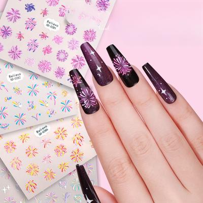 New Chinese Style Nail Art Stickers Embossed 5D Three-dimensional Retro Nail Stickers
