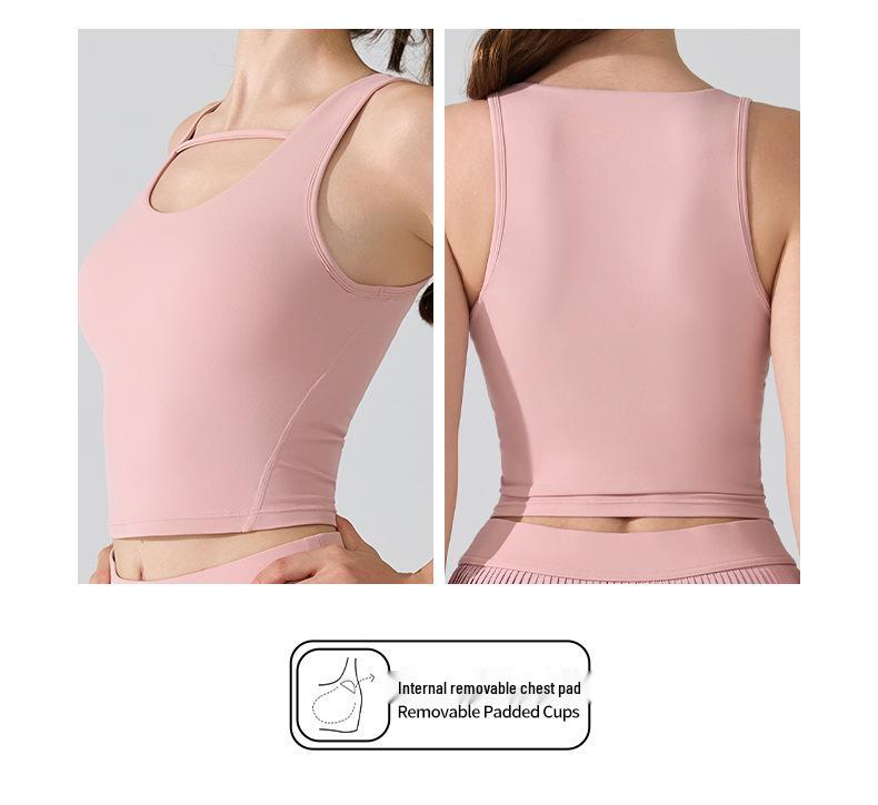 Women's Sexy Breathable Yoga Tank Top with Chest Pad and Wide Straps