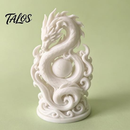 3D Printed Dragon Ornament Chinese Statue, Compact Figurine, Fine Detail Small Statue 8cm Carving Design, Creative for Office Desk Decor Unique