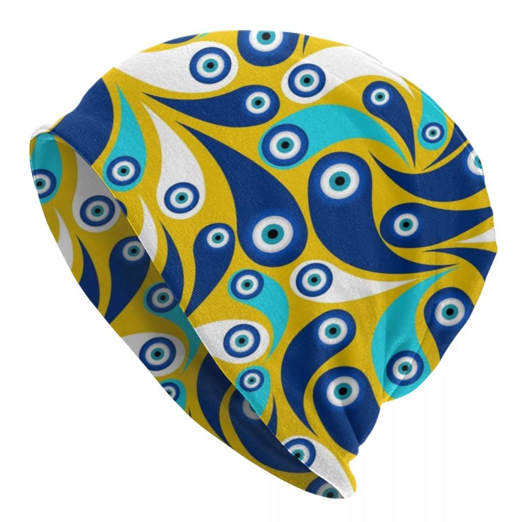 Mediterranean Evil Eye Skullies Beanies Caps Hip Hop Winter Warm Knitted Hat Adult Unisex Turkish Amulet Culture Bonnet Hats