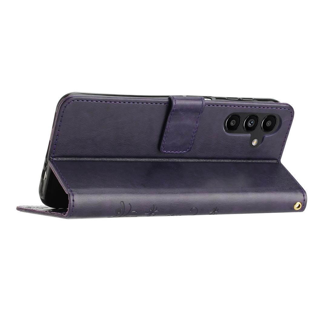 For Samsung Galaxy S24 FE Phone Case Butterfly Flower Imprinted Leather Flip Cover