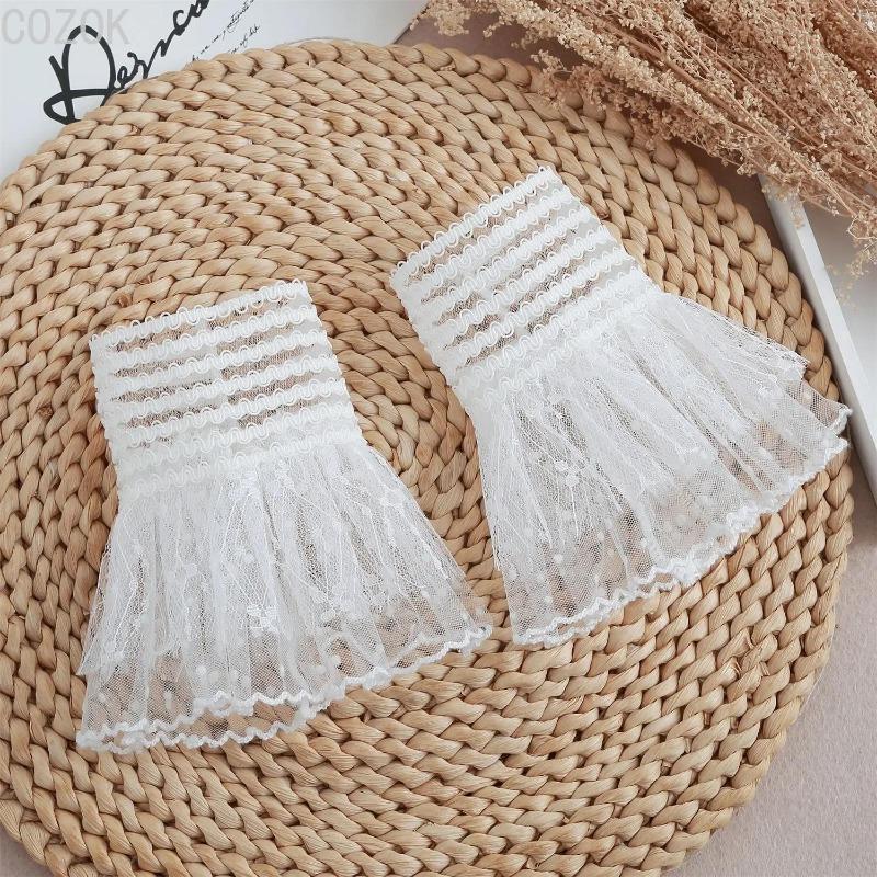DIY Abnehmbare Manschetten Manschettenverlängerung Stickerei Spitze Gänseblümchen Falsche Ärmel Elastisch Wildes Handgelenk Plissiertes Organ Lolita Falsche Ärmel