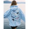 Women's American Style Ocean Print Hoodie - Autumn Winter Loose Fit