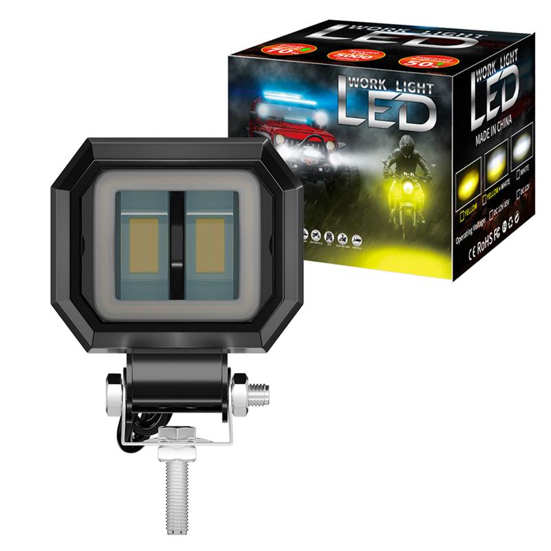3 Inch Work Led Light Bar Square Car Headlight For Moto Jeeps SUV Off Road Angel Eyes Driving Lights Motorcycle Car Accessories