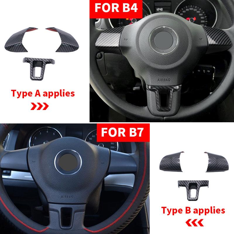 Car Styling ABS Carbon Fiber Texture Steering Wheel Cover Trim For VW Golf 6 MK6 Passat B7 Sharan Polo Jetta Tiguan Caddy Touran