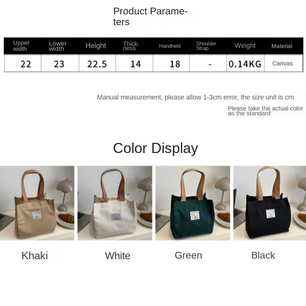 Casual Large Capacity Box Lunch Bag Insulated Versatile Tote Bag Commuting Bag Office Workers