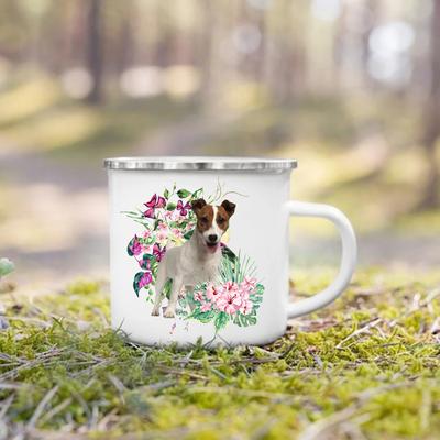 Tryckt Emajmugg Camping Handtag Mugg Gåvor till Hundälskare Kaffekopp Tax Bulldog Border Colliegolden Retriever