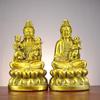 Copper Lotus Guanyin Figurine: Brass Bodhisattva Buddha Statue for Home Worship - Mother Sending Children Design