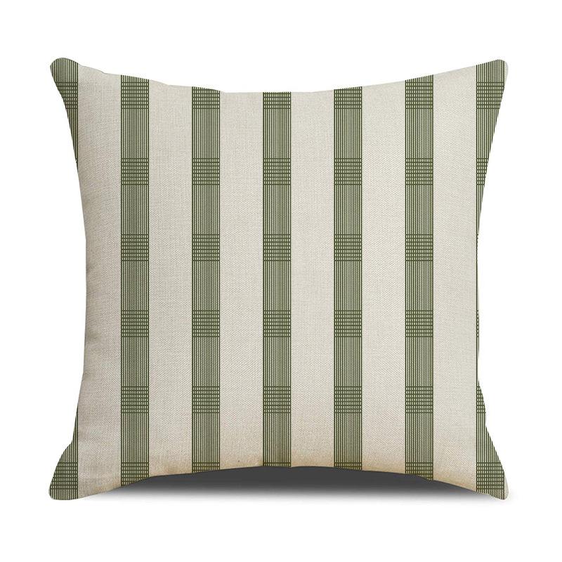 Light Luxury Green Linen Sofa Pillow Dark Green Geometric Pattern Pillow Bedside Cushion Cushion Pillow Cover
