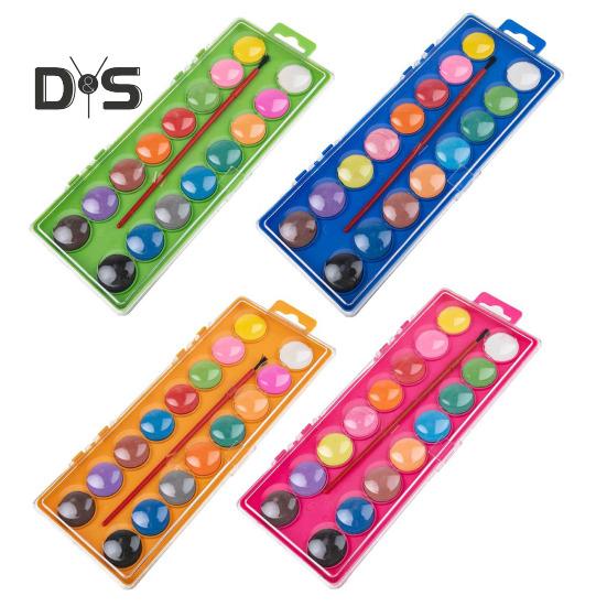 1 sett akvarellfarger 16 farger solide akvarellpigmenter Vannløselige malinger Bærbar akvarellpalett for skoleprosjekter Reise