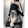 American Spicy Girl High-Waist Retro Denim Shorts - Women's Summer 2023 Slim Bodycon Hot Pants